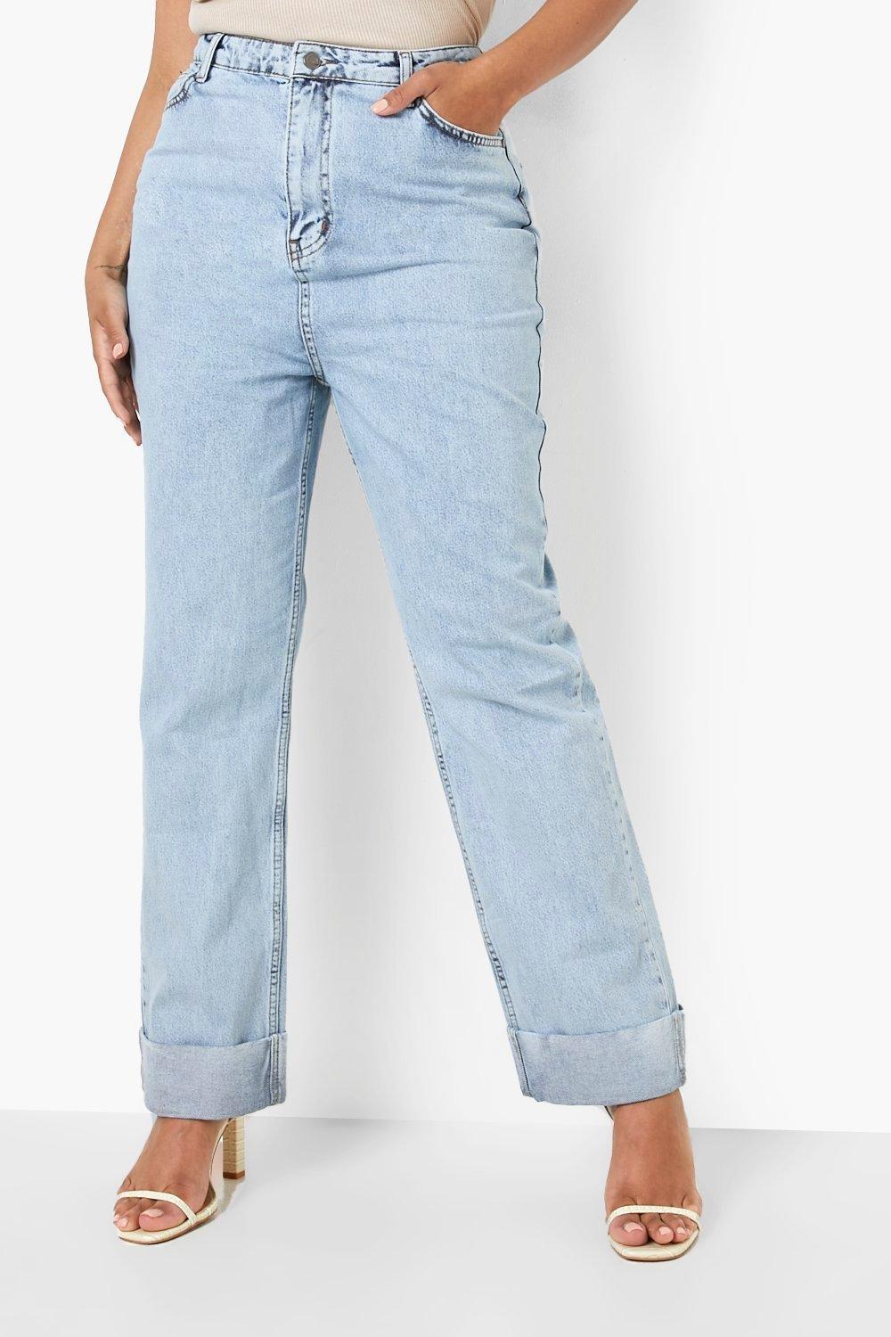 Plus Roll Up Hem Straight Leg Jeans